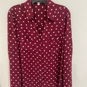 Express Portofino Burgundy polka-dot Blouse